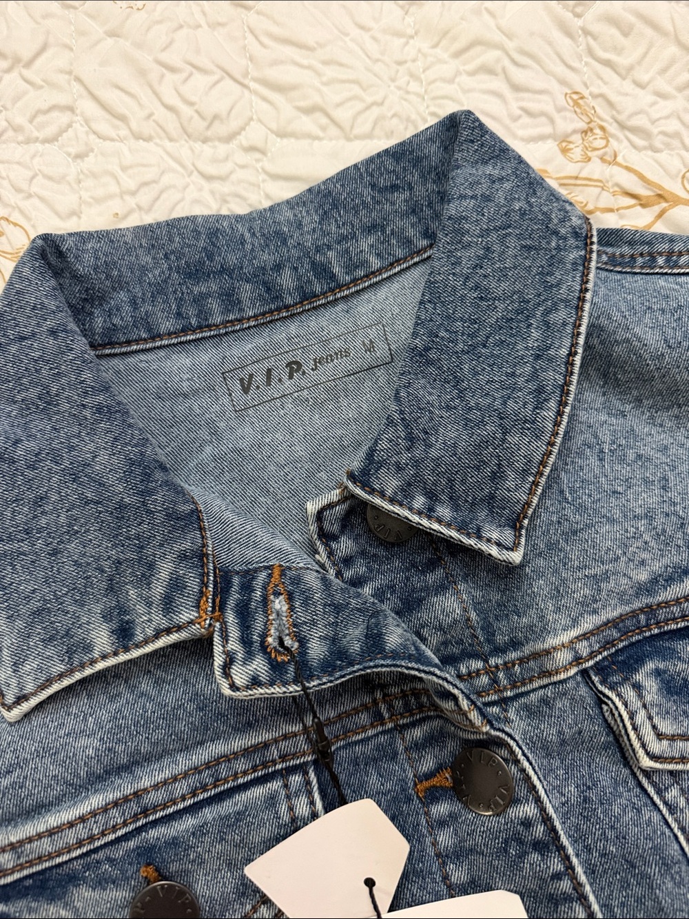 VIP Blue Denim Bomber Jacket - Picture 2 of 5